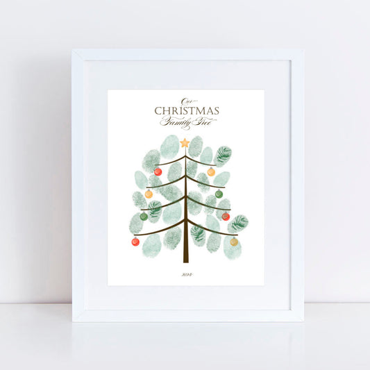 Our Christmas Family Tree, family leave fingerprints on this print