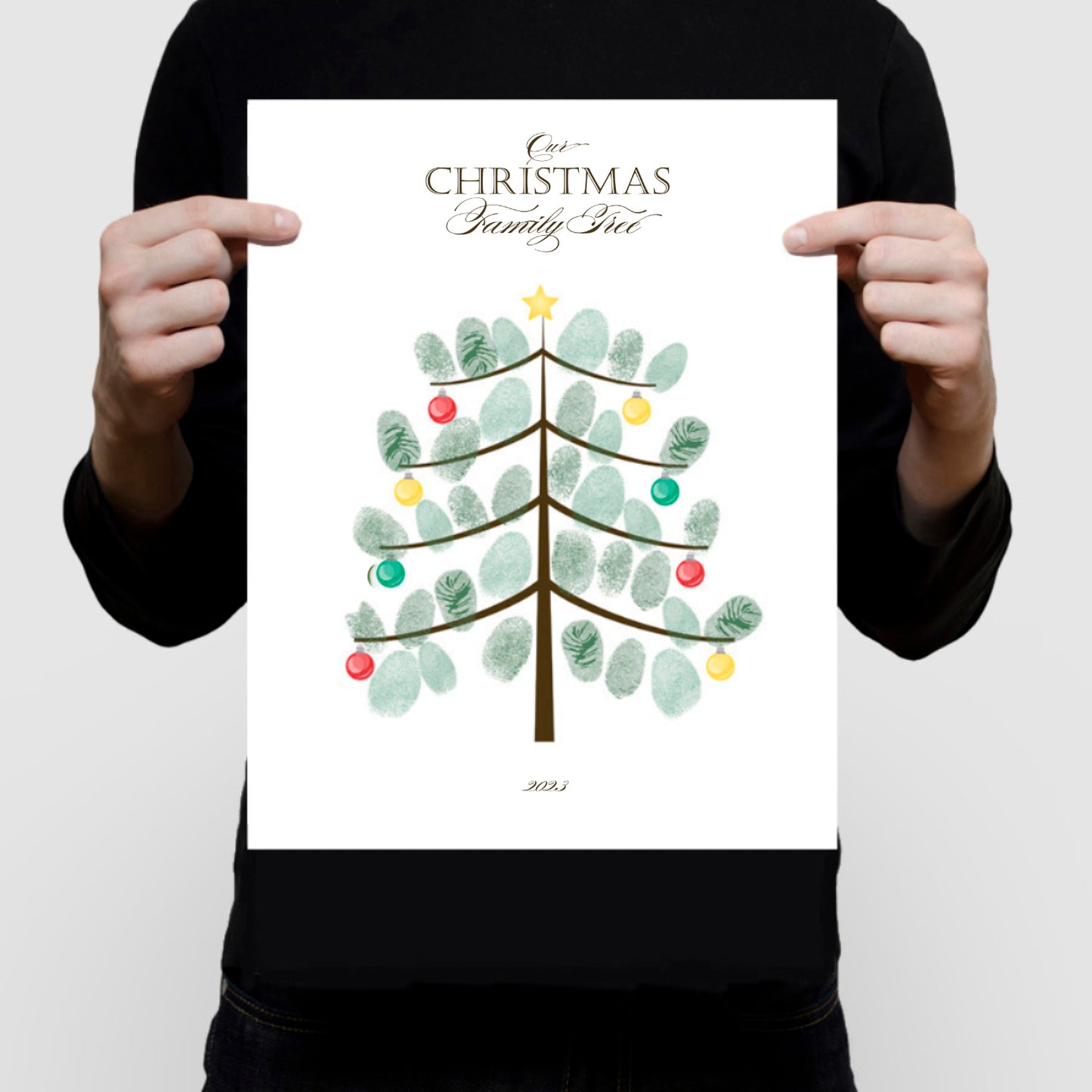 Fingerprint Christmas tree guest book print