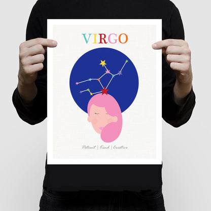 Virgo zodiac star sign birth stats print