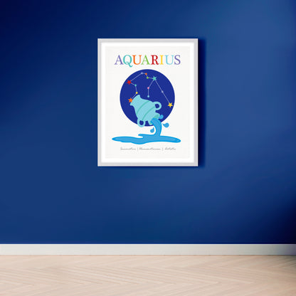 Aquarius zodiac star sign birth stats print