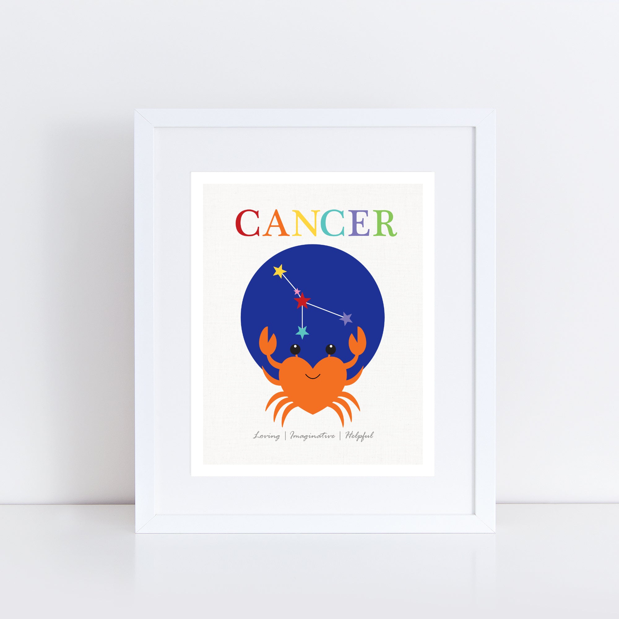 Cancer crab zodiac star sign birth stats print – creative monsoon