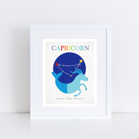 Capricorn zodiac star sign birth stats print