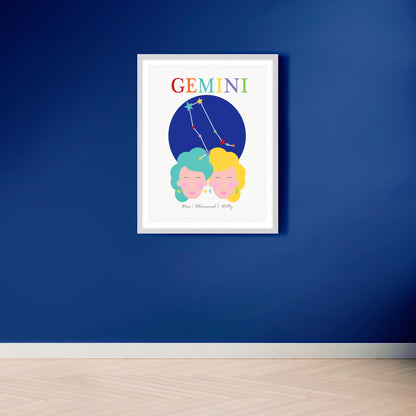 Gemini zodiac star sign birth stats print