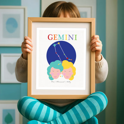 Gemini zodiac star sign birth stats print