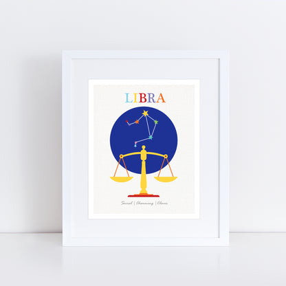 Libra zodiac star sign birth stats print