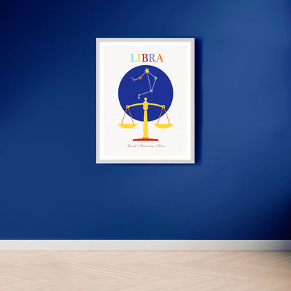 Libra zodiac star sign birth stats print