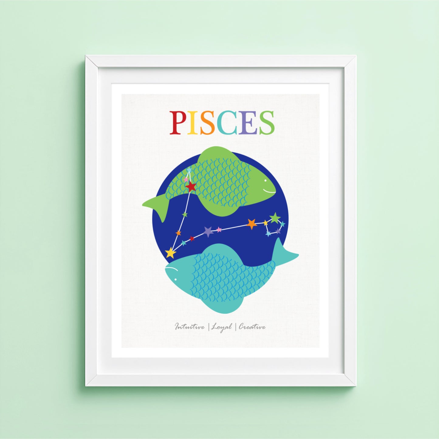 Artwork of a Pisces zodiac sign illustration 