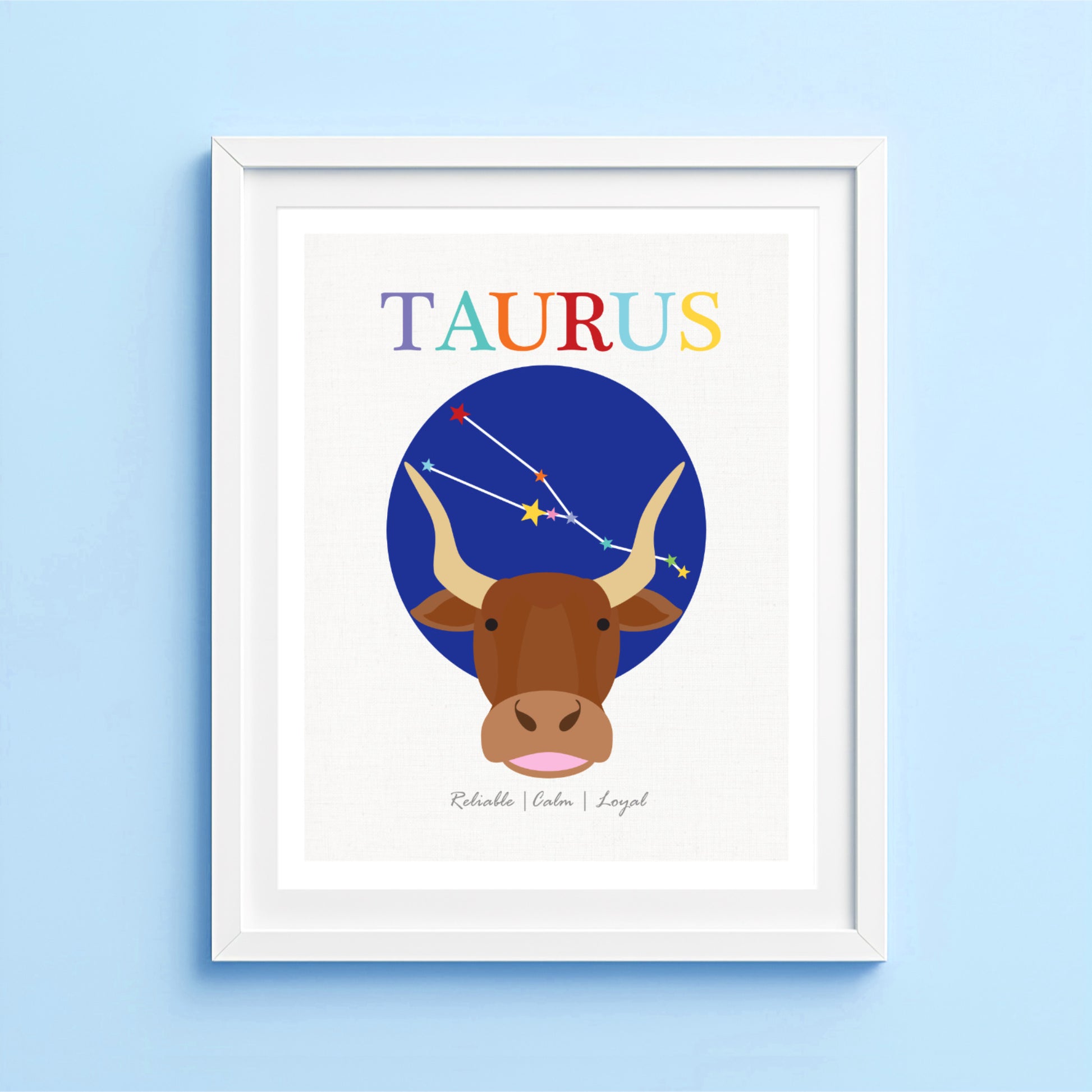 Artwork of Taurus zodiac sign with bull illustration 