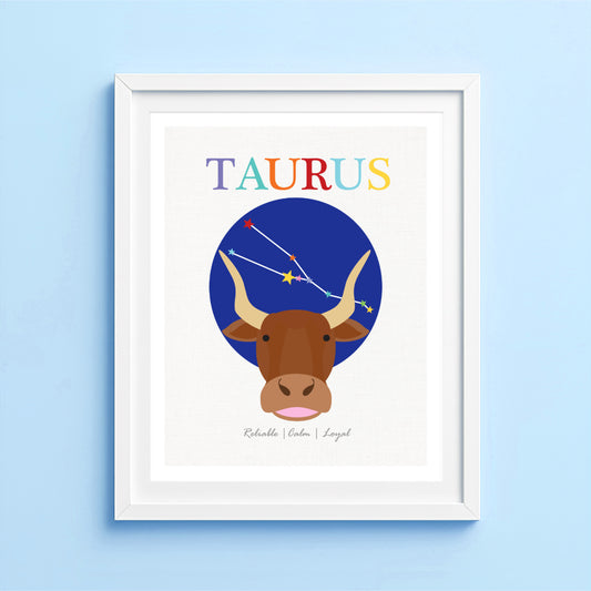 Artwork of Taurus zodiac sign with bull illustration 
