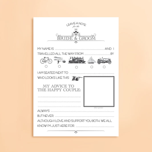 Wedding advice card for the bride and groom 