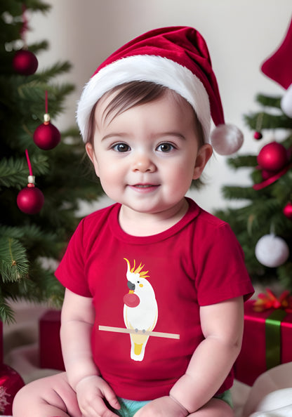 Cockatoo with Christmas bauble kids t-shirt