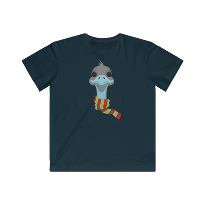 Emu in Christmas scarf kids t-shirt