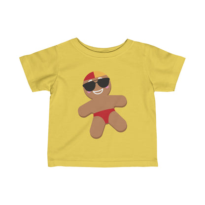 Christmas gingerbread man surf lifesaver yellow baby t-shirt