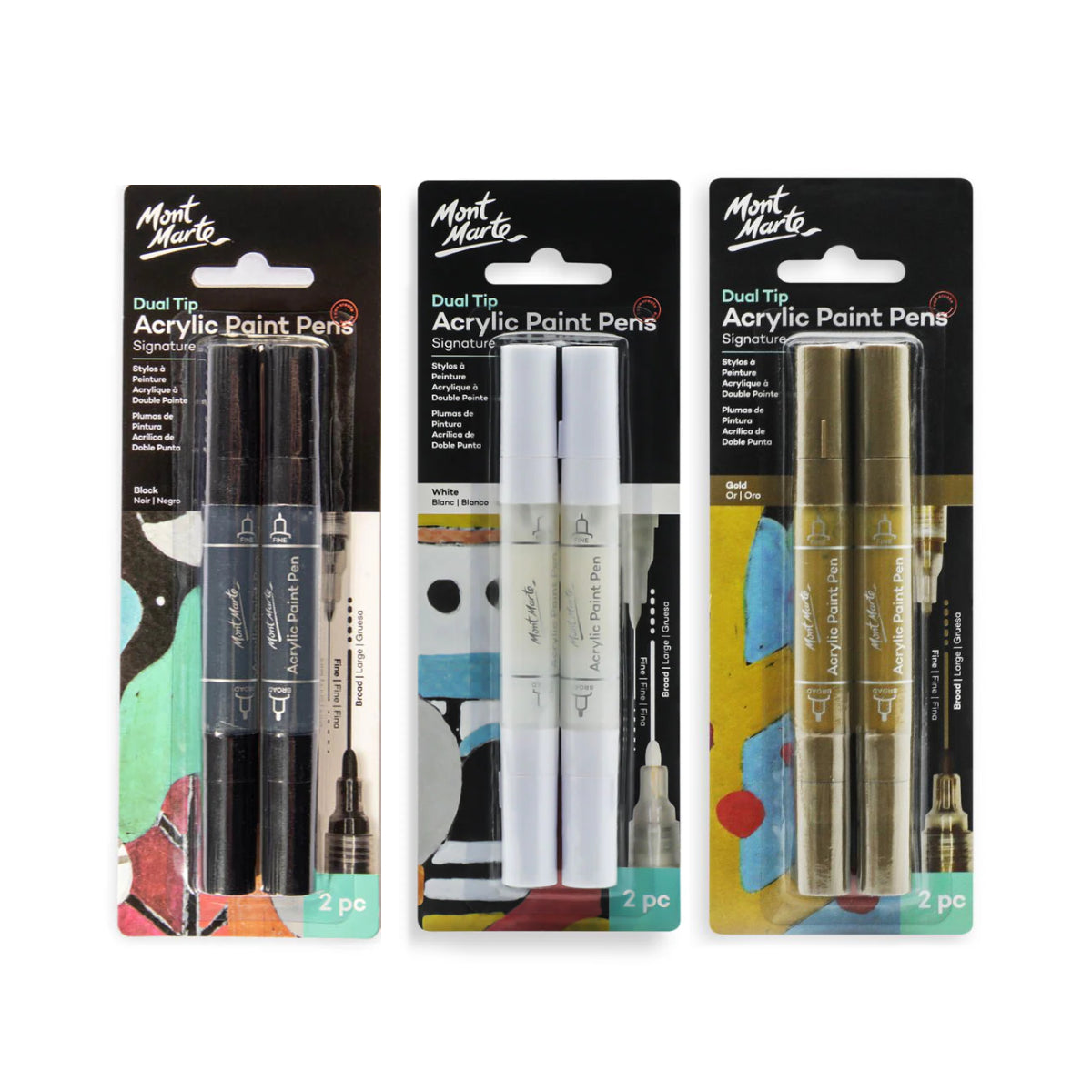 Acrylic paint pens for guest book posters set of 2 in black, white or gold
