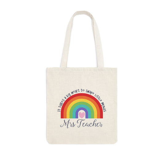 Teacher Gift Personalised Tote Bag Big Heart Rainbow Teacher Name