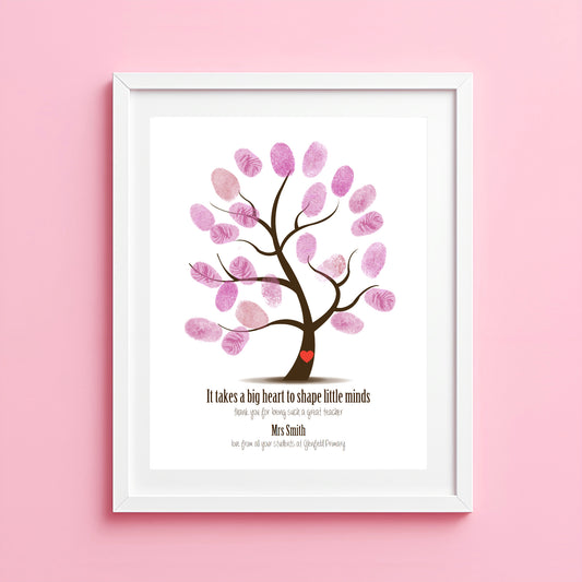 Artwork of a fingerprint tree for teachers gift 