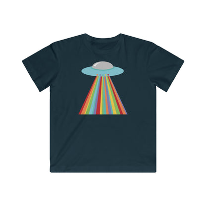 kids navy blue t-shirt with rainbow UFO