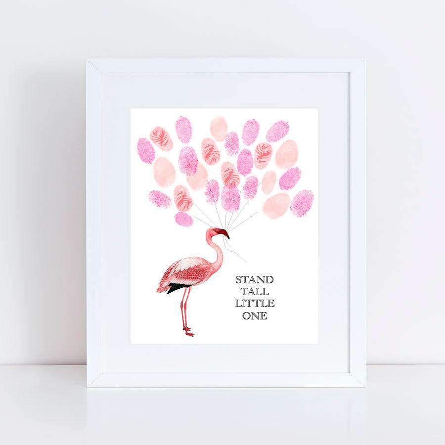 Flamingo fingerprint guest book print