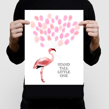 Flamingo fingerprint guest book print