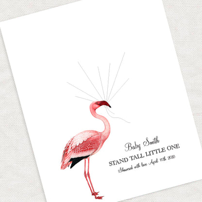 Flamingo fingerprint guest book print