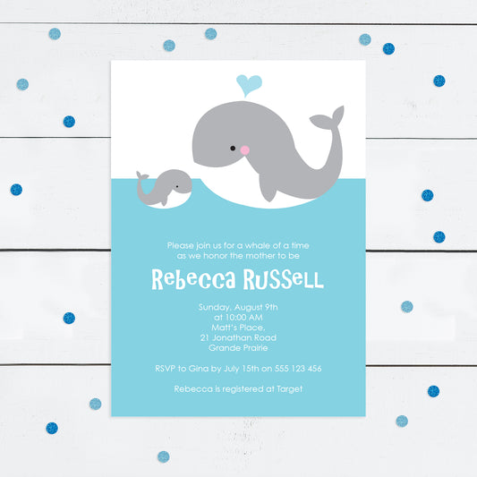 whale invite - INSTANT DOWNLOAD PDF