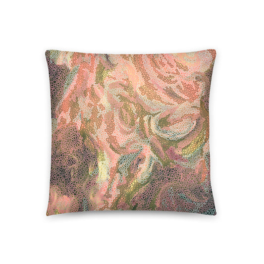 beautiful cushion cover featuring an image of an original abstract painting in earthy tones