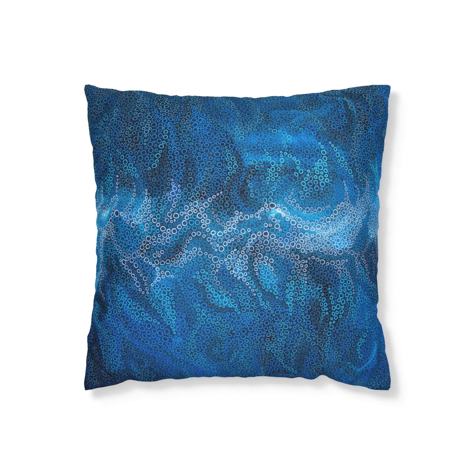 beautiful cushion cover featuring an image of an original blue abstract painting