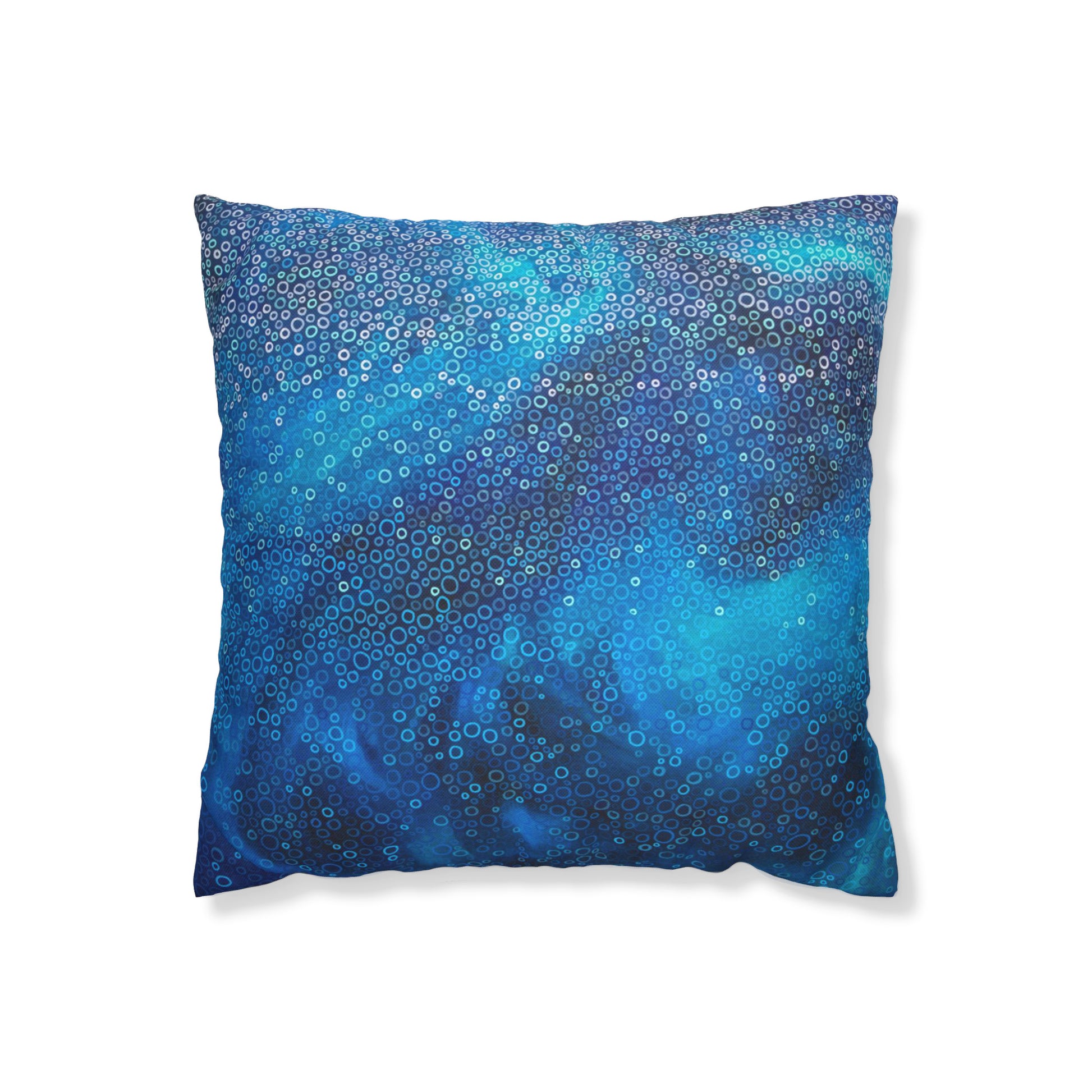 cushion with abstract blue painting