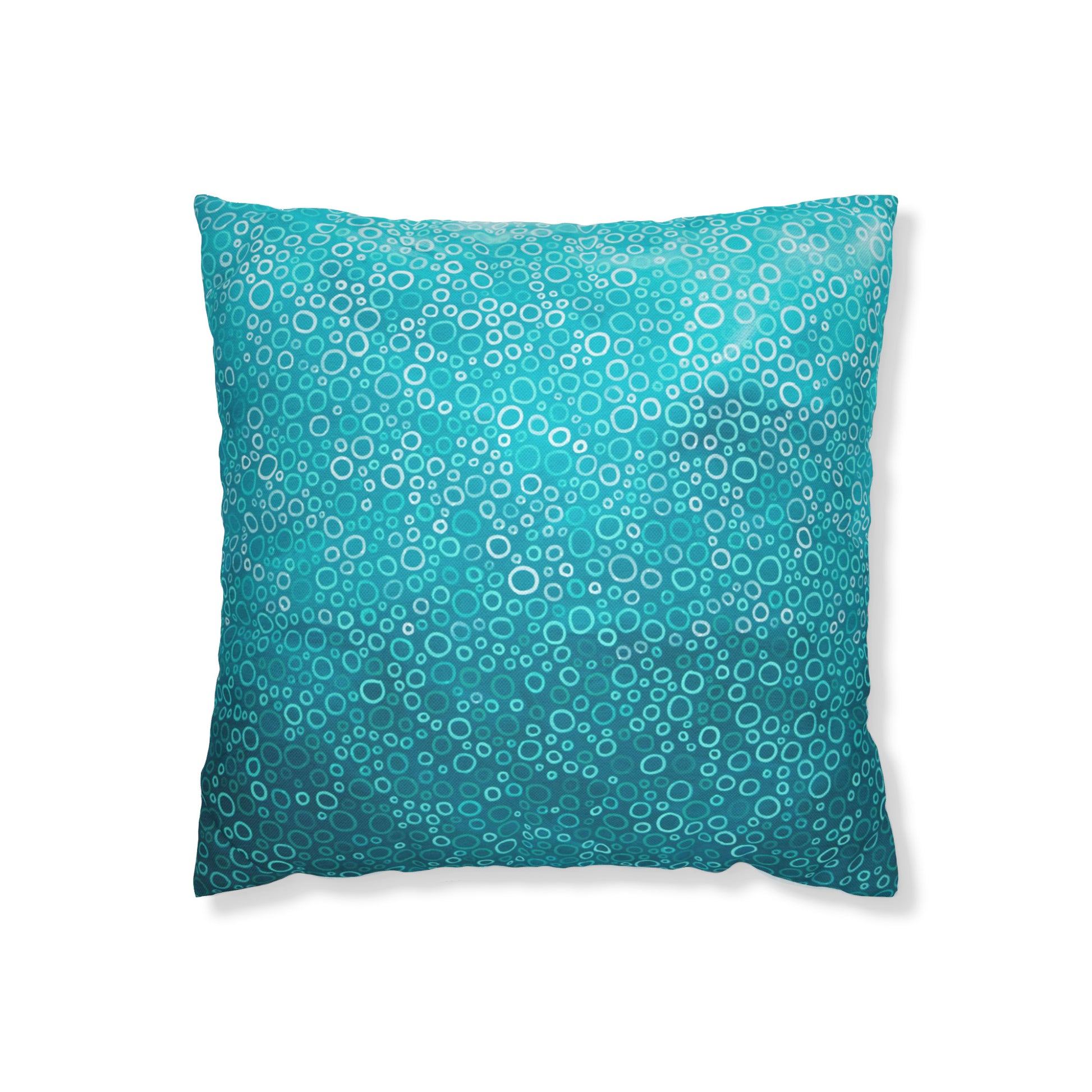 Turquoise blue cushion with abstract art