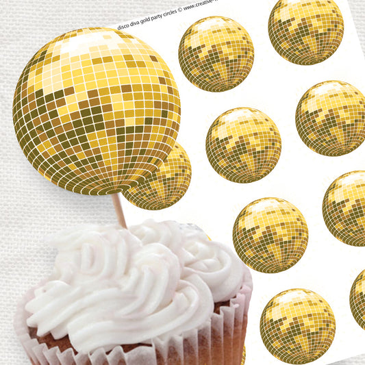 Gold disco ball party circles - PRINTABLE FILE