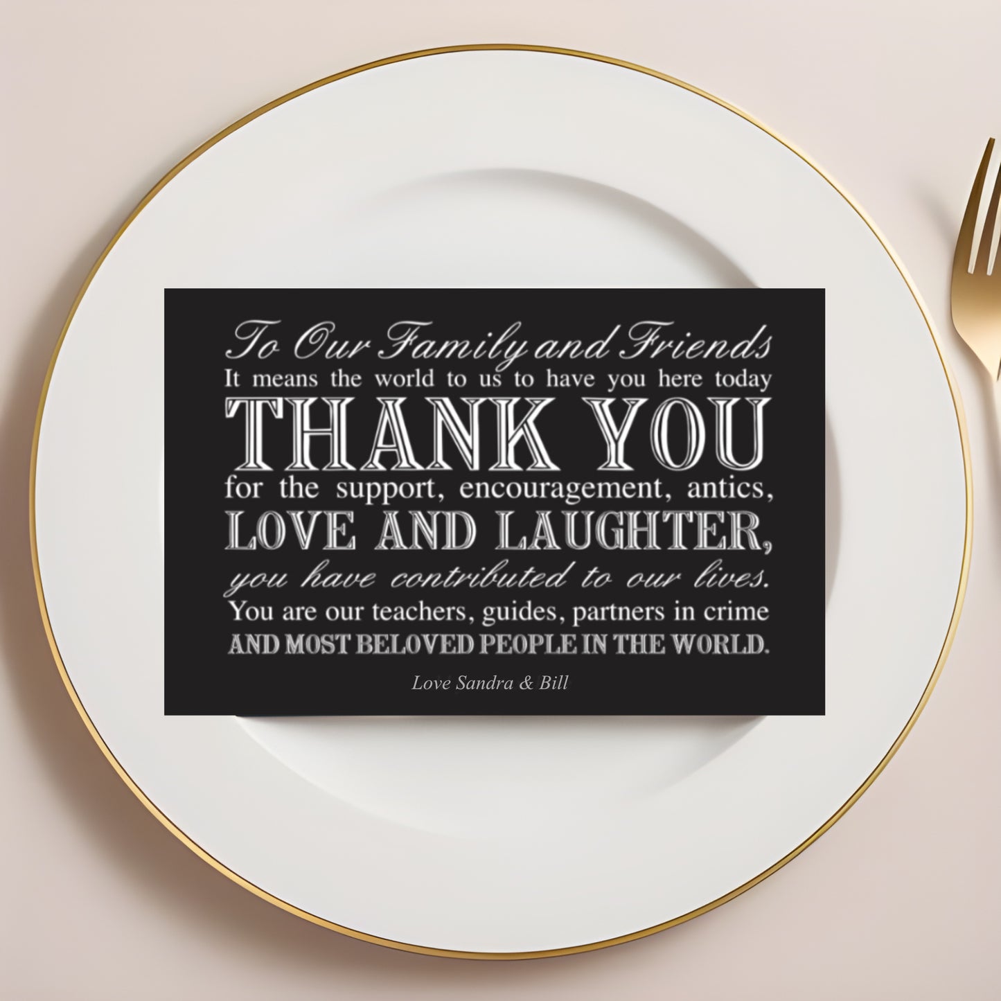 Wedding reception thank you card black - PRINTABLE FILE