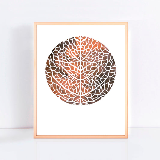 print of a autumnal leaf viens