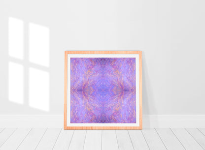 colourful abstract purple mandala print in frame Comprised of hundreds of circles and dots of various sizes