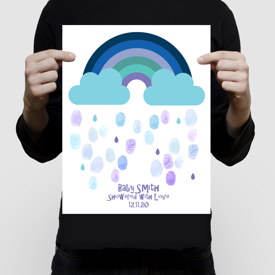 Rainbow fingerprint guest book print