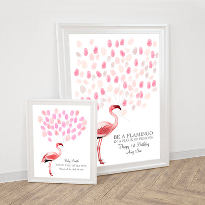 Flamingo fingerprint guest book print