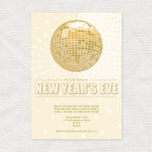 disco ball New Year's invite - PRINTABLE FILE