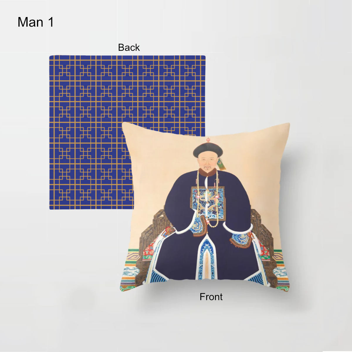 Chinese ancestor courtier cushion cover