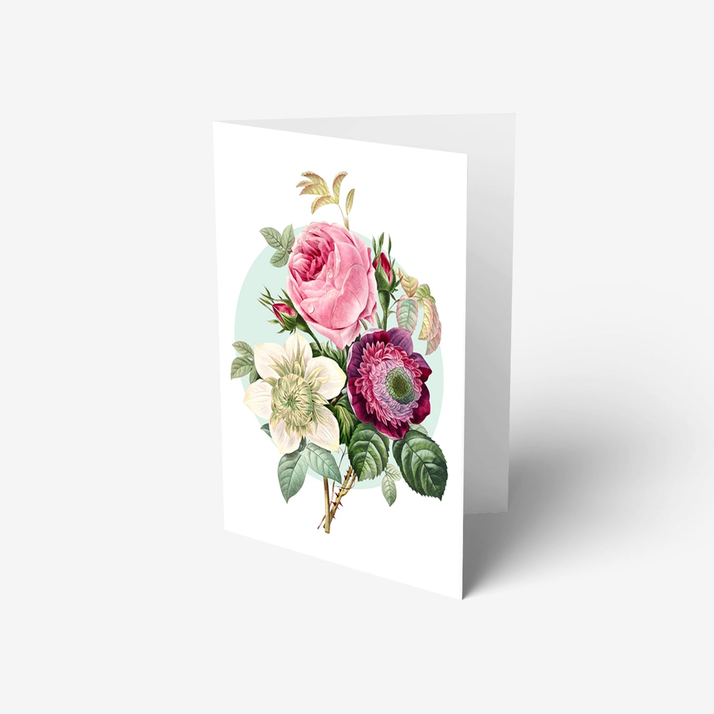 A floral greeting card featuring a stunning botanical illustration