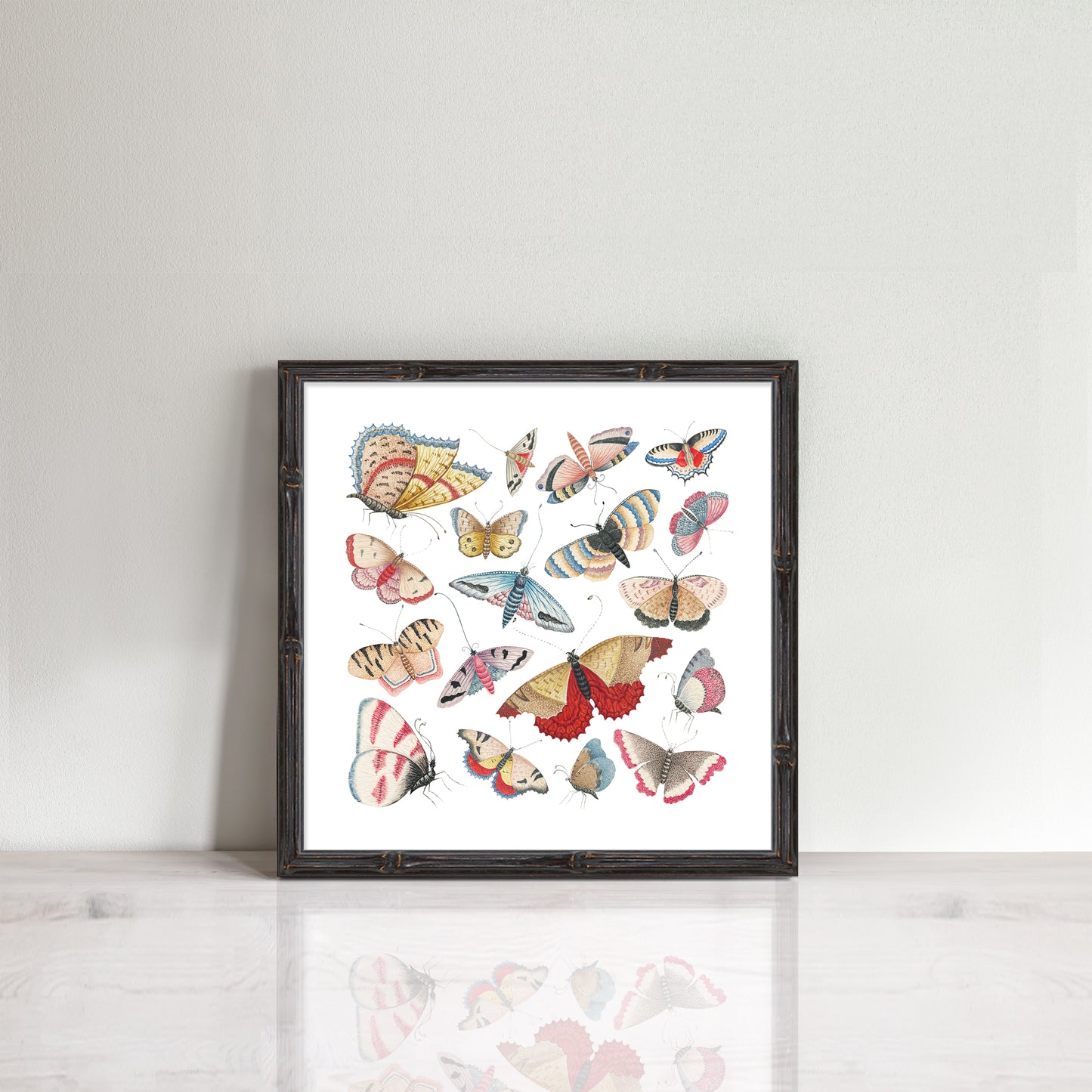 Vintage colourful butterflies print