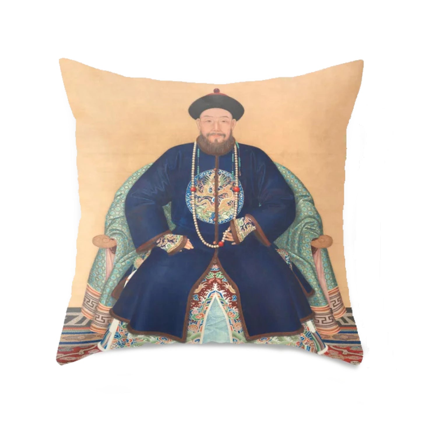 Chinese ancestor man cushion cover