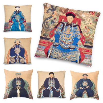 Chinese ancestor man cushion cover