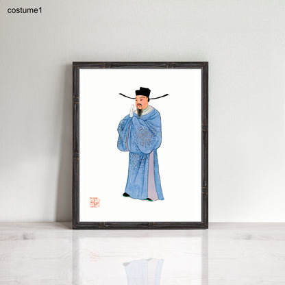 Vintage Chinese men in costume prints