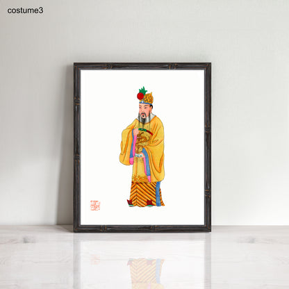 Vintage Chinese men in costume prints