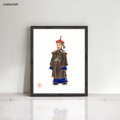 Vintage Chinese men in costume prints