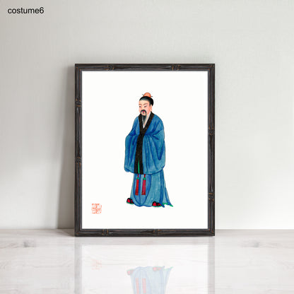 Vintage Chinese men in costume prints