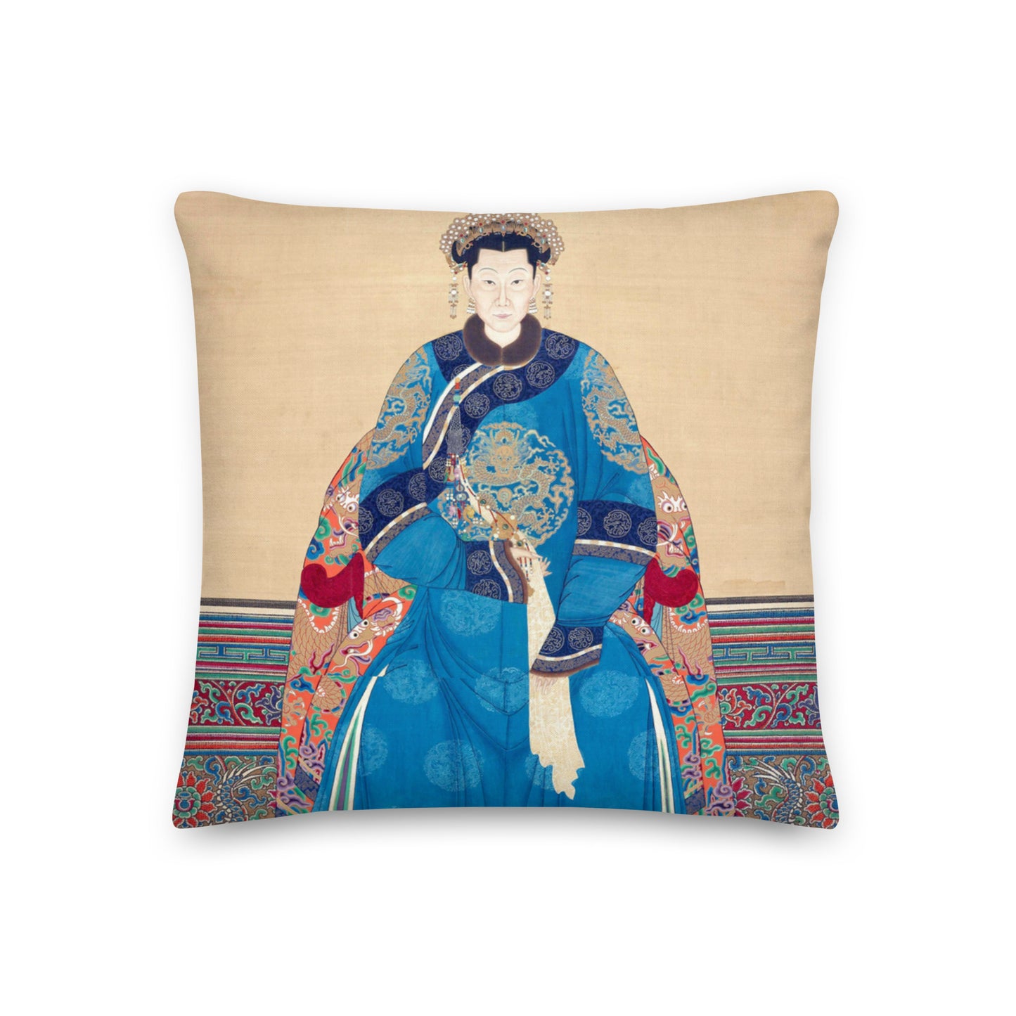 Chinese Imperial lady with stunning detail decorates this cushions cove