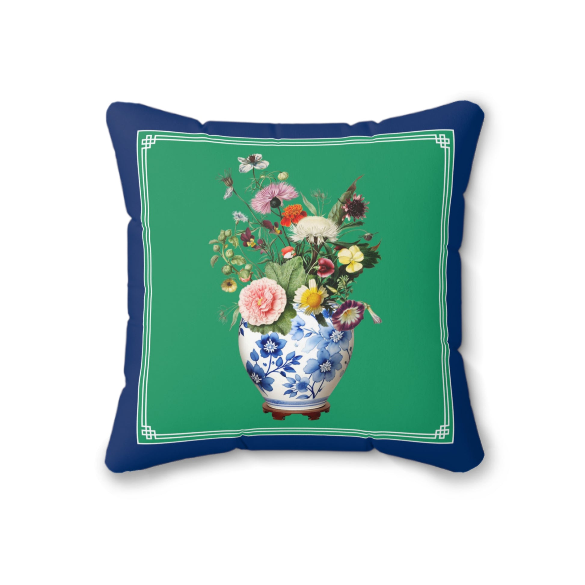 Ginger jar floral green cushion cover