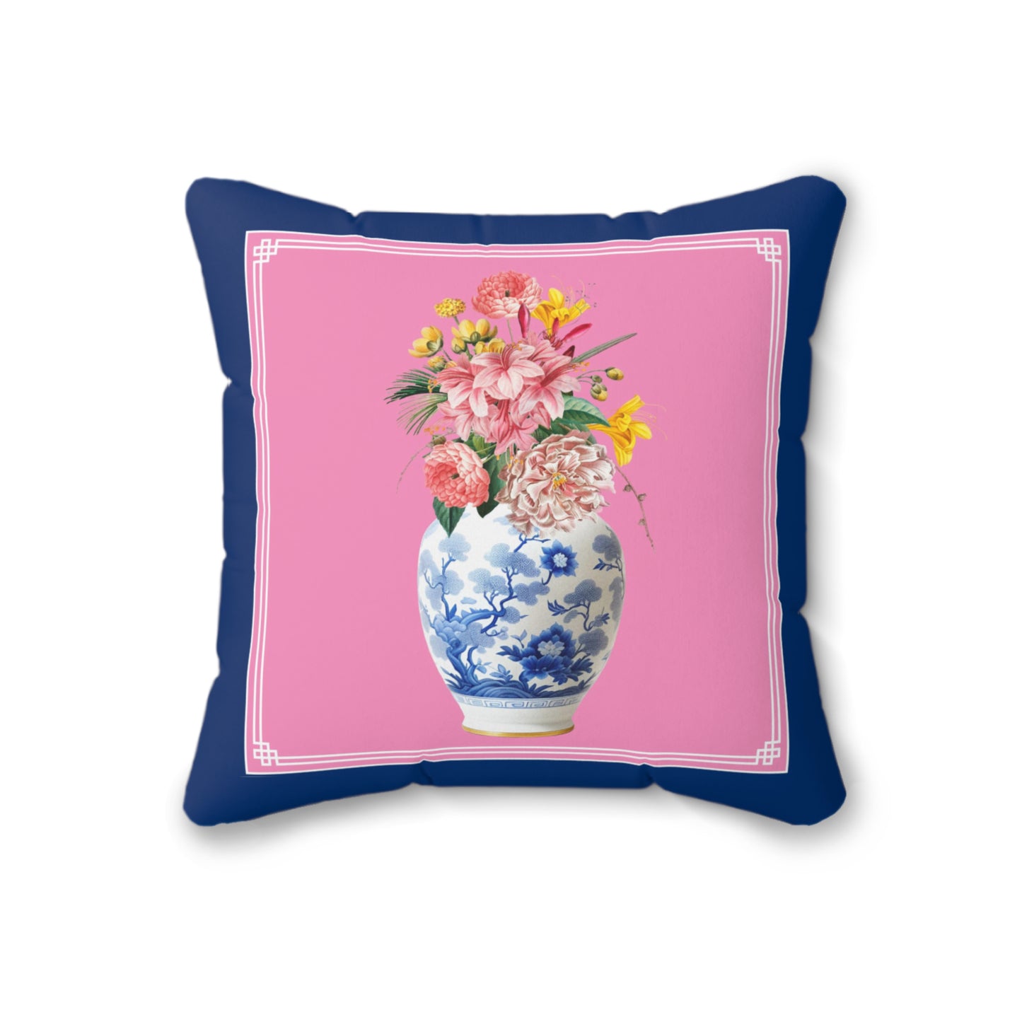Ginger jar floral pink cushion cover