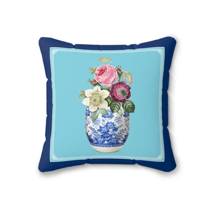 Ginger jar floral light blue cushion cover