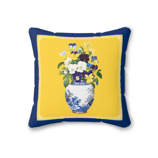 Ginger jar floral yellow cushion cover